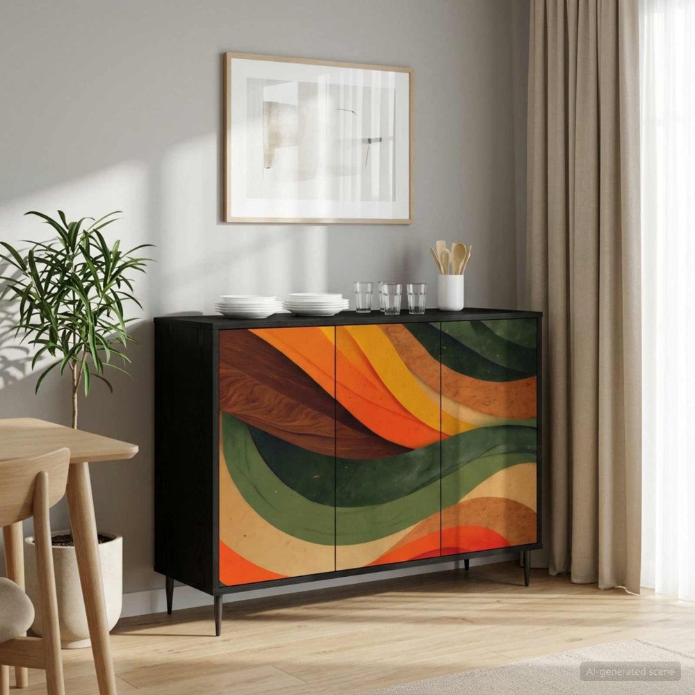 vidaXL Sideboard BONN Svart ek 102 x 33 x 76 cm Konstruerat trä