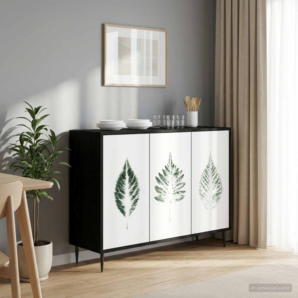 vidaXL Sideboard HANAU Svart ek 102 x 33 x 76 cm Konstruerat trä