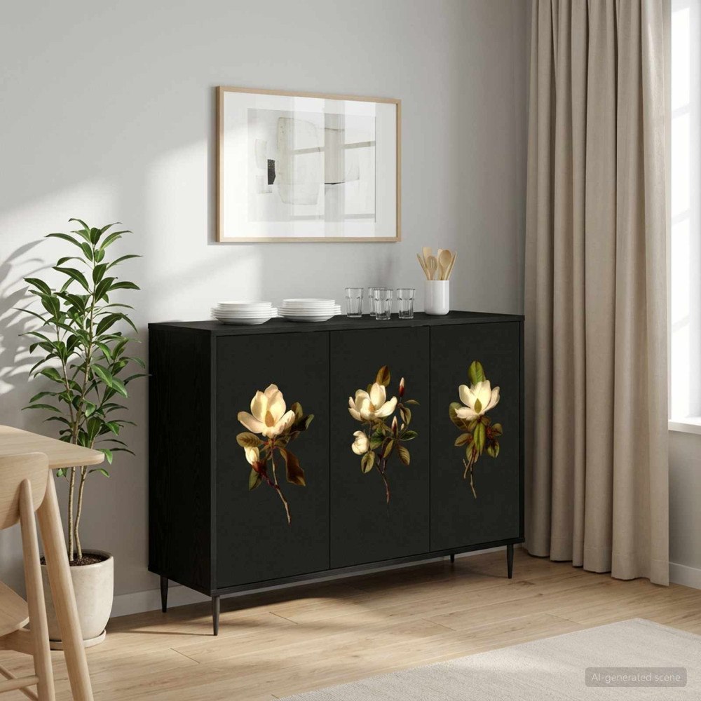 vidaXL Sideboard BREMEN Svart ek 102 x 33 x 76 cm Konstruerat trä