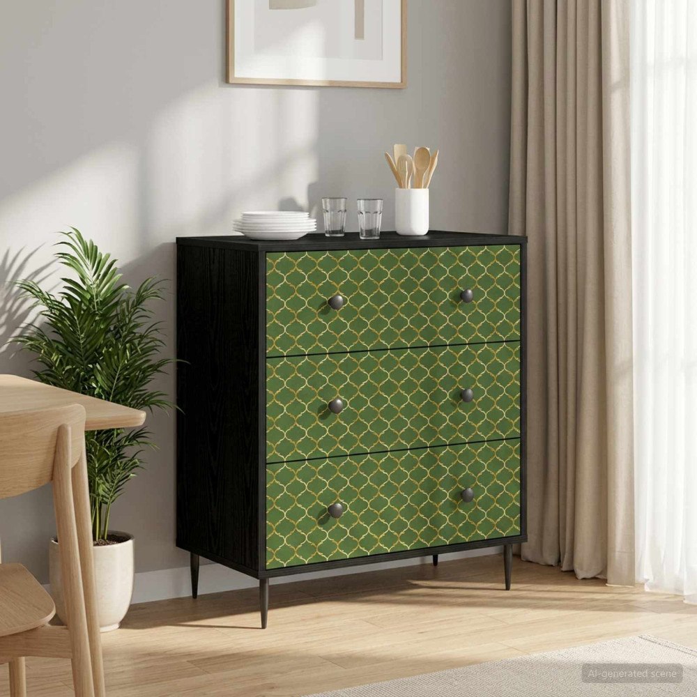 vidaXL Kommode GELEEN Smaragd geometriskt mönster 66 x 36,5 x 76 cm