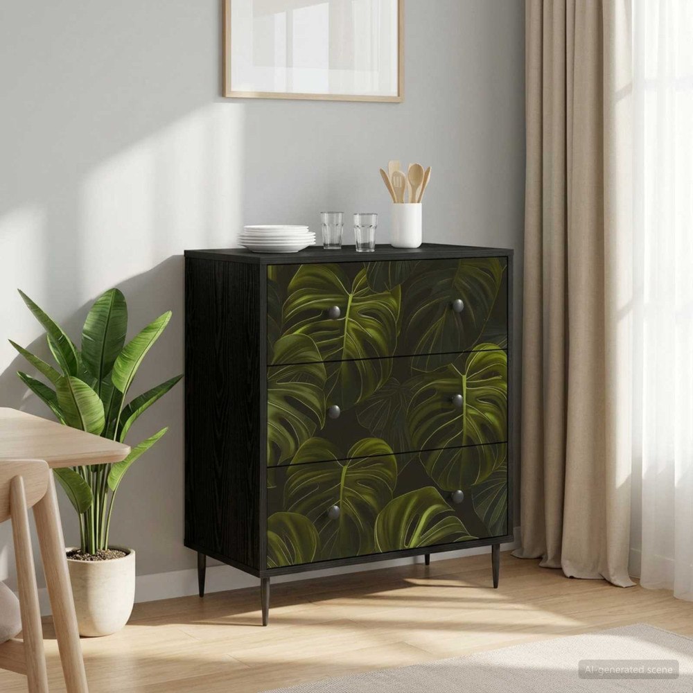 vidaXL Kommode ELBURG Palmbladstryck 66 x 36,5 x 76 cm Konstruerat trä