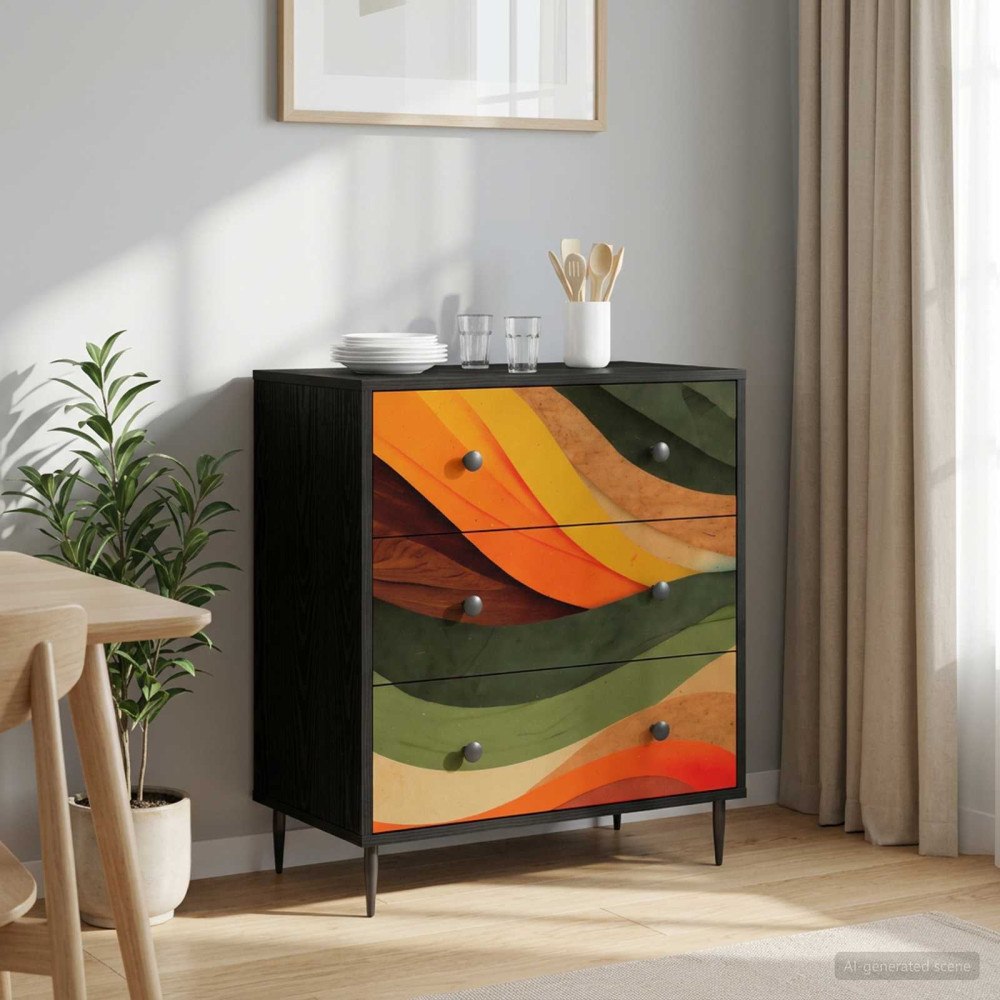 vidaXL Kommode BONN Retro vågtryck 66 x 36,5 x 76 cm Konstruerat trä