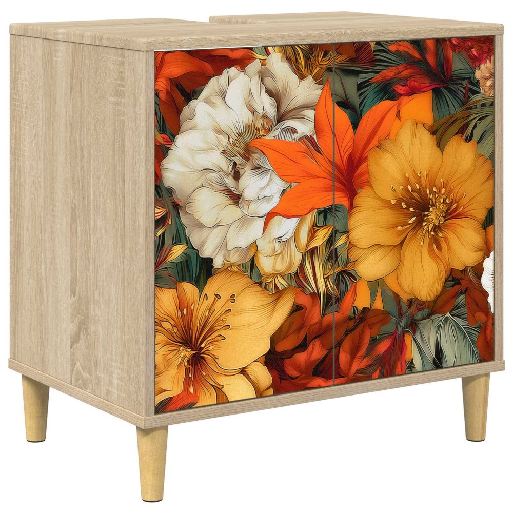 vidaXL Badrumsskåp GENNEP Sonoma-ek 60 x 40 x 60 cm Konstruerat trä