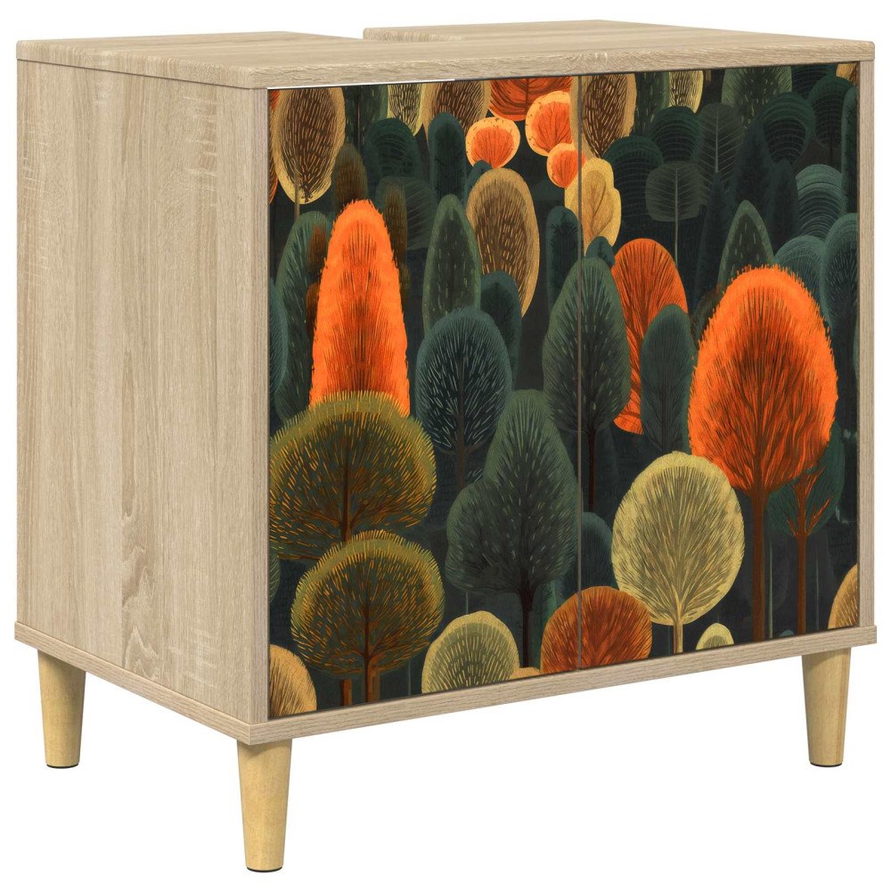 vidaXL Badrumsskåp ZAANDAM Sonoma-ek 60 x 40 x 60 cm Konstruerat trä