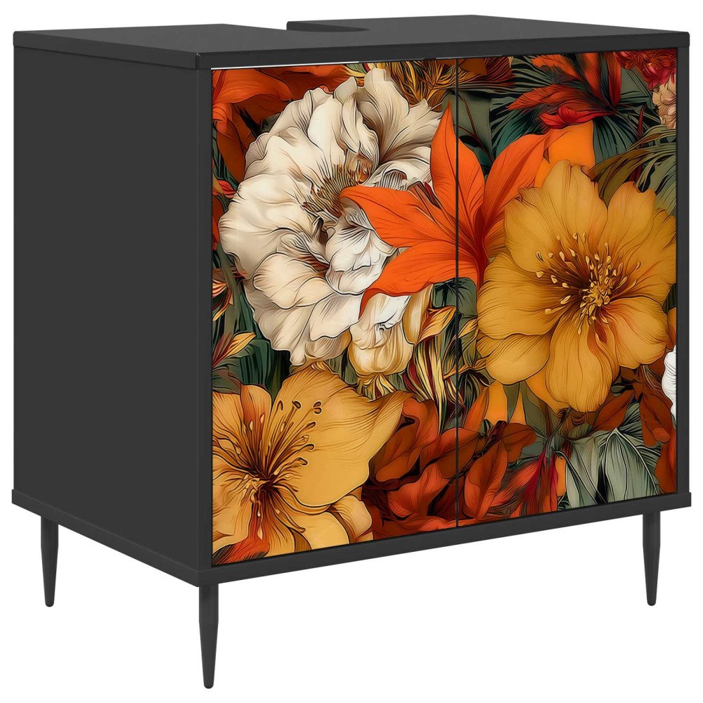 vidaXL Badrumsskåp GENNEP Svart ek 60 x 40 x 61 cm Konstruerat trä