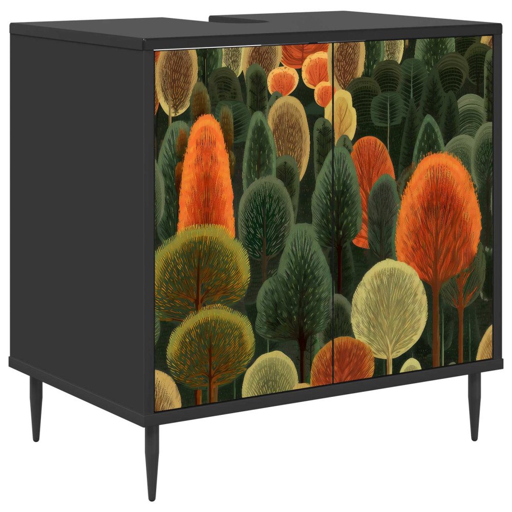 vidaXL Badrumsskåp ZAANDAM Svart ek 60 x 40 x 61 cm Konstruerat trä
