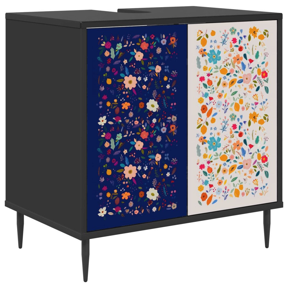 vidaXL Badrumsskåp MAINZ Svart ek 60 x 40 x 61 cm Konstruerat trä