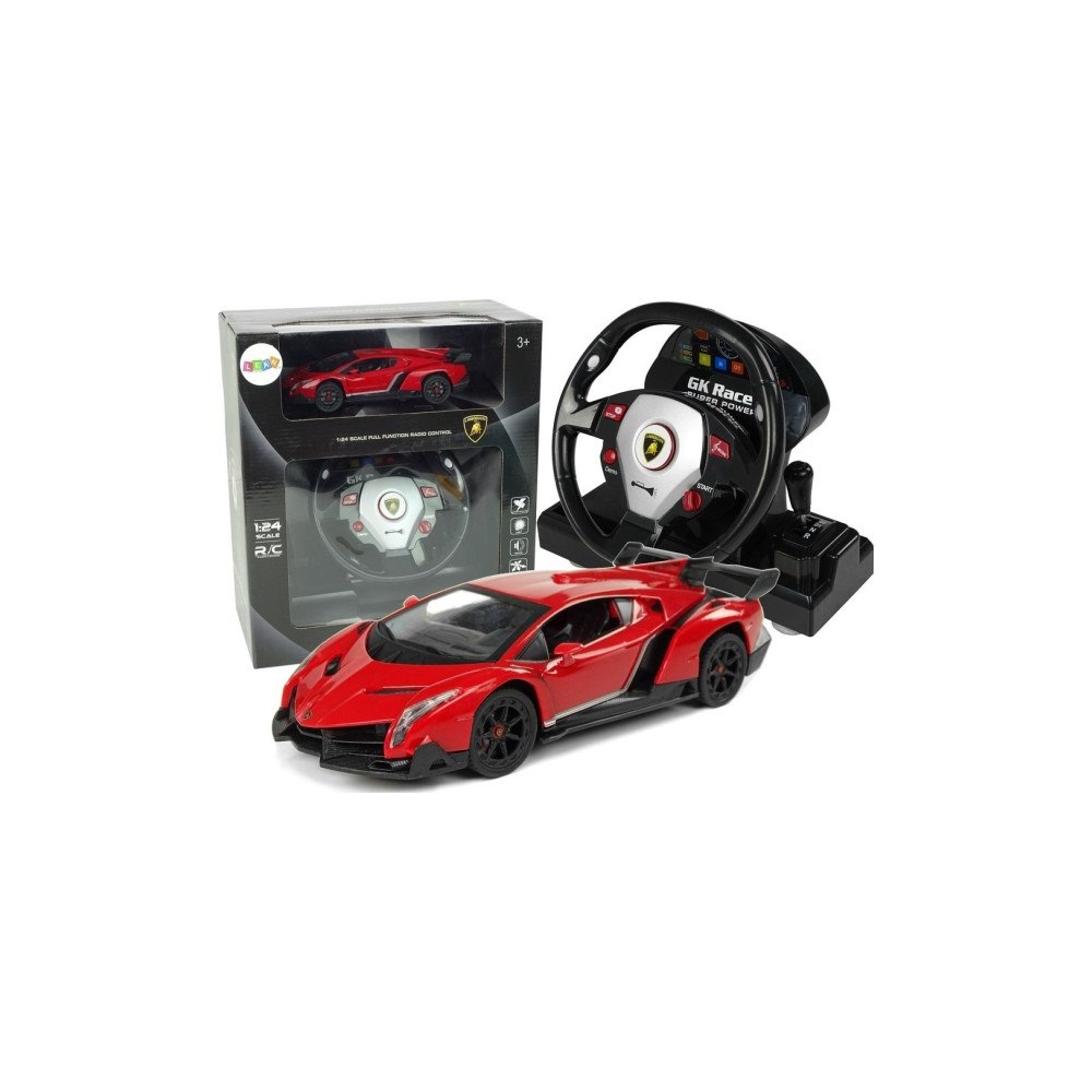 LEANToys LeanToys fjärrstyrd Lamborghini Veneno, röd 2,4G, ratt, ljud...