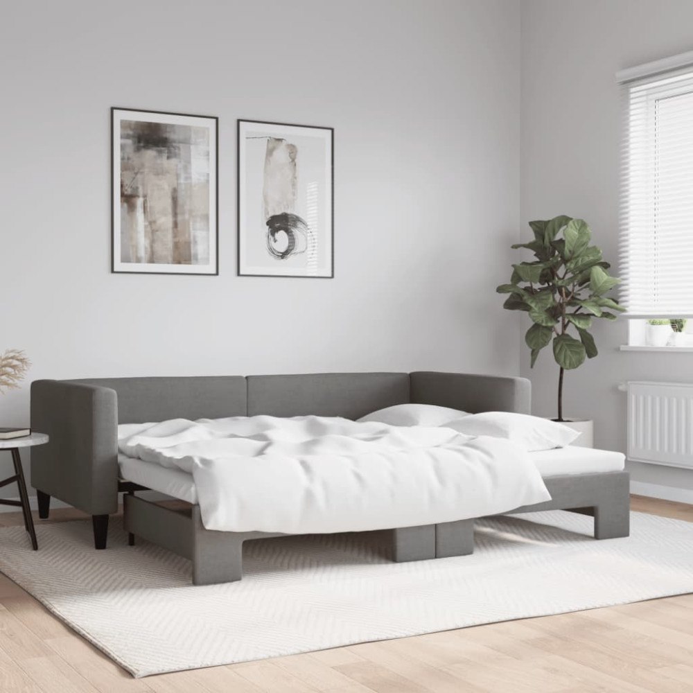 vidaXL Dagbädd utdragbar mörkgrå 100x190 cm tyg