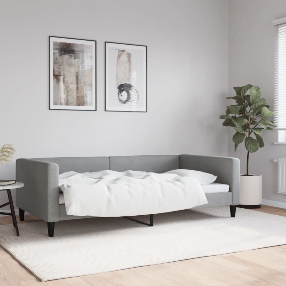 vidaXL Dagbädd ljusgrå 100x190 cm tyg