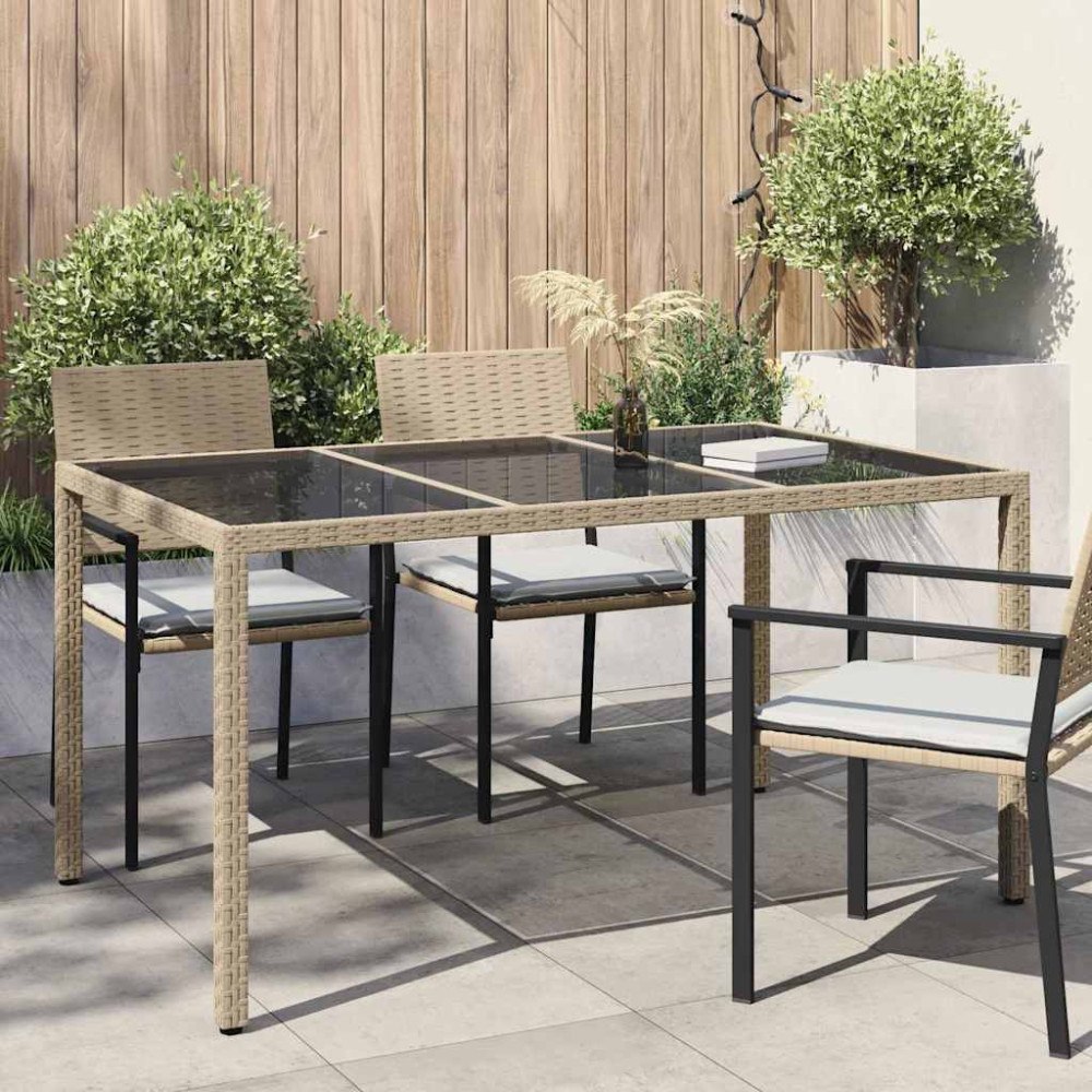 vidaXL Trädgårdsbord Beige 150 x 90 x 75 cm konstrotting