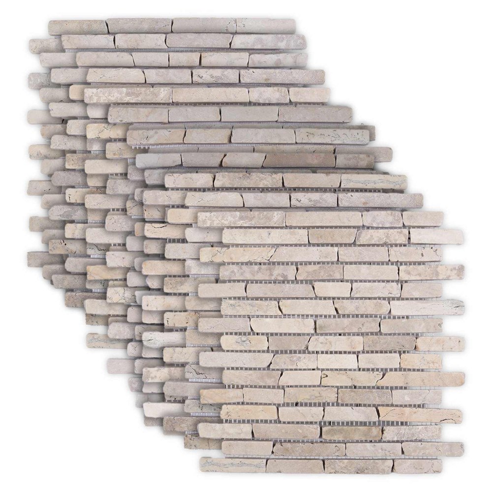 vidaXL Mosaikplattor Gräddvit 30 x 30 cm Marmor