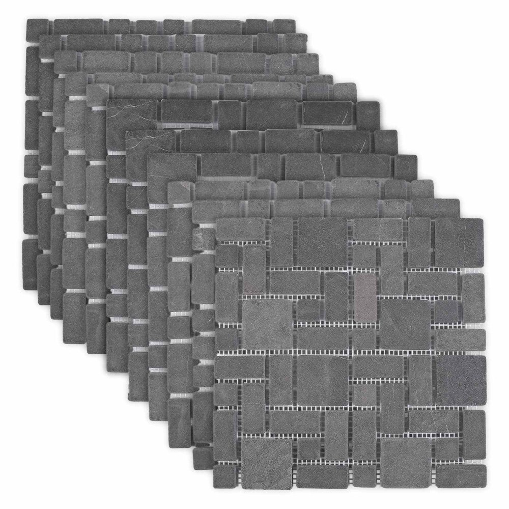 vidaXL Mosaikplattor Grå 30 x 30 cm Marmor