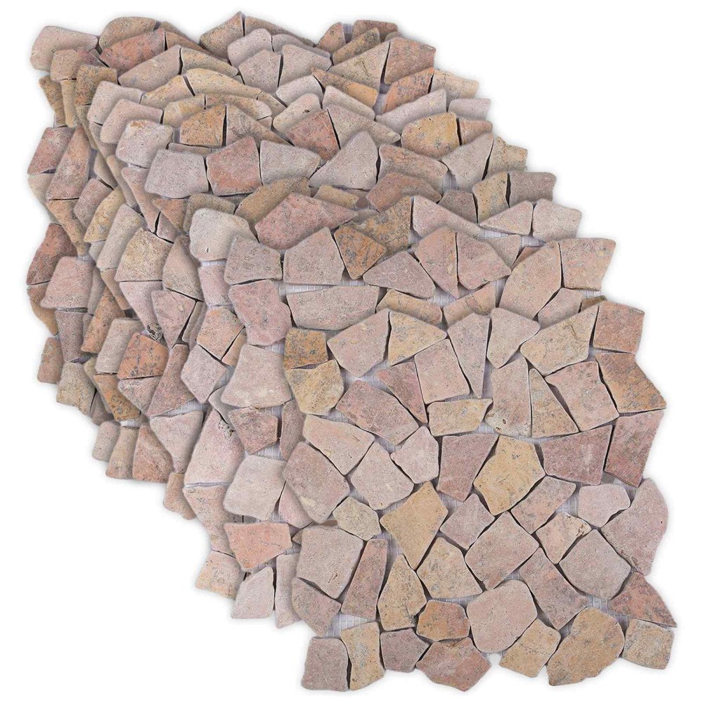 vidaXL Mosaikplattor Röd 30 x 30 cm Marmor