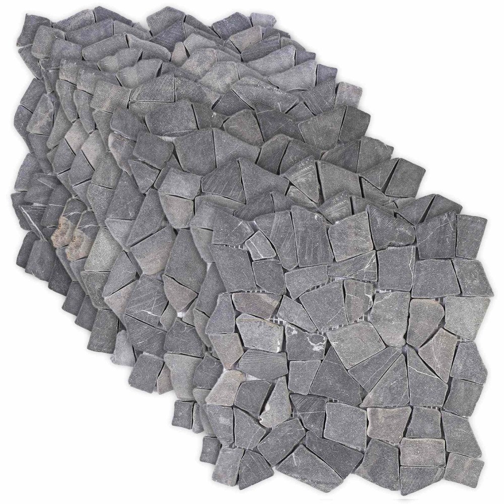 vidaXL Mosaikplattor Mörkgrå 30 x 30 cm Marmor