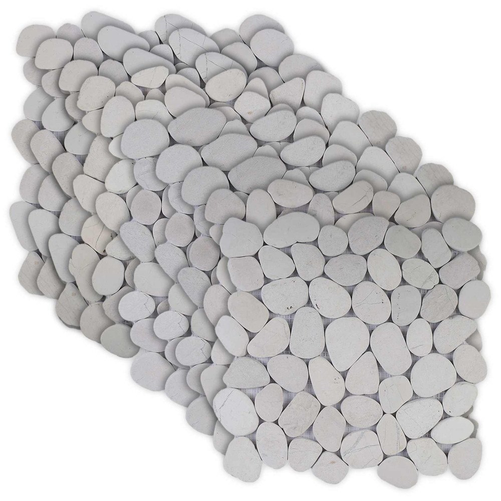 vidaXL Pebble Tiles Vit 30 x 30 cm Flodsten