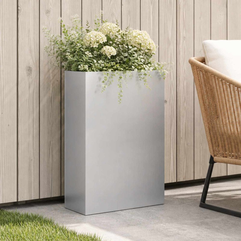 vidaXL Trädgårdsplanterare Silver 40 x 20 x 75 cm Galvaniserat stål