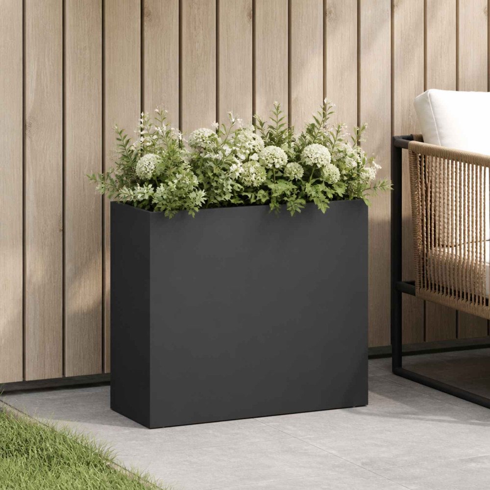 vidaXL Trädgårdsplanterare Svart 50 x 20 x 40 cm Kallvalsat stål