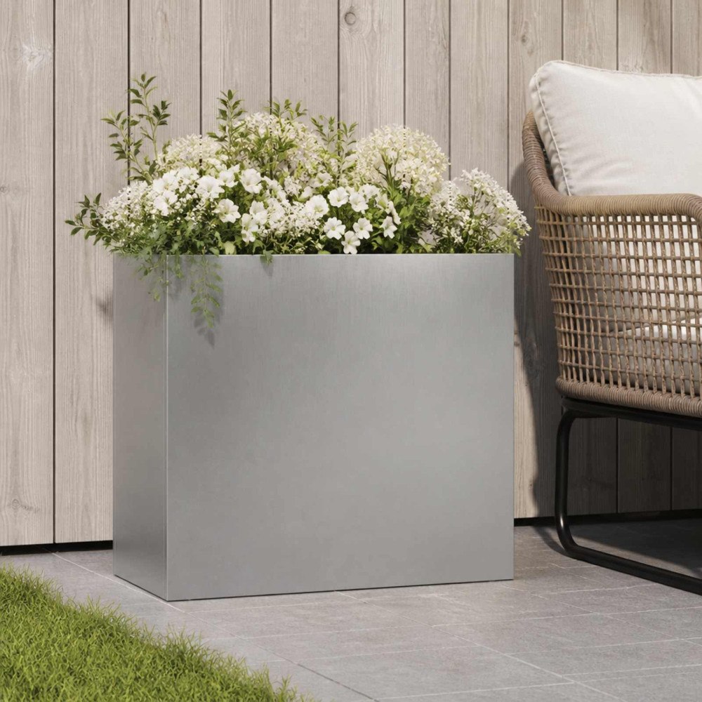 vidaXL Trädgårdsplanterare Silver 50 x 20 x 40 cm Rostfritt stål