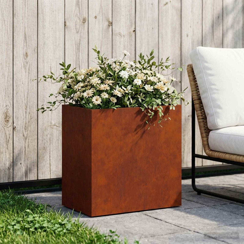 vidaXL Trädgårdsplanterare Rostig 50 x 30 x 40 cm Väderbeständig stål