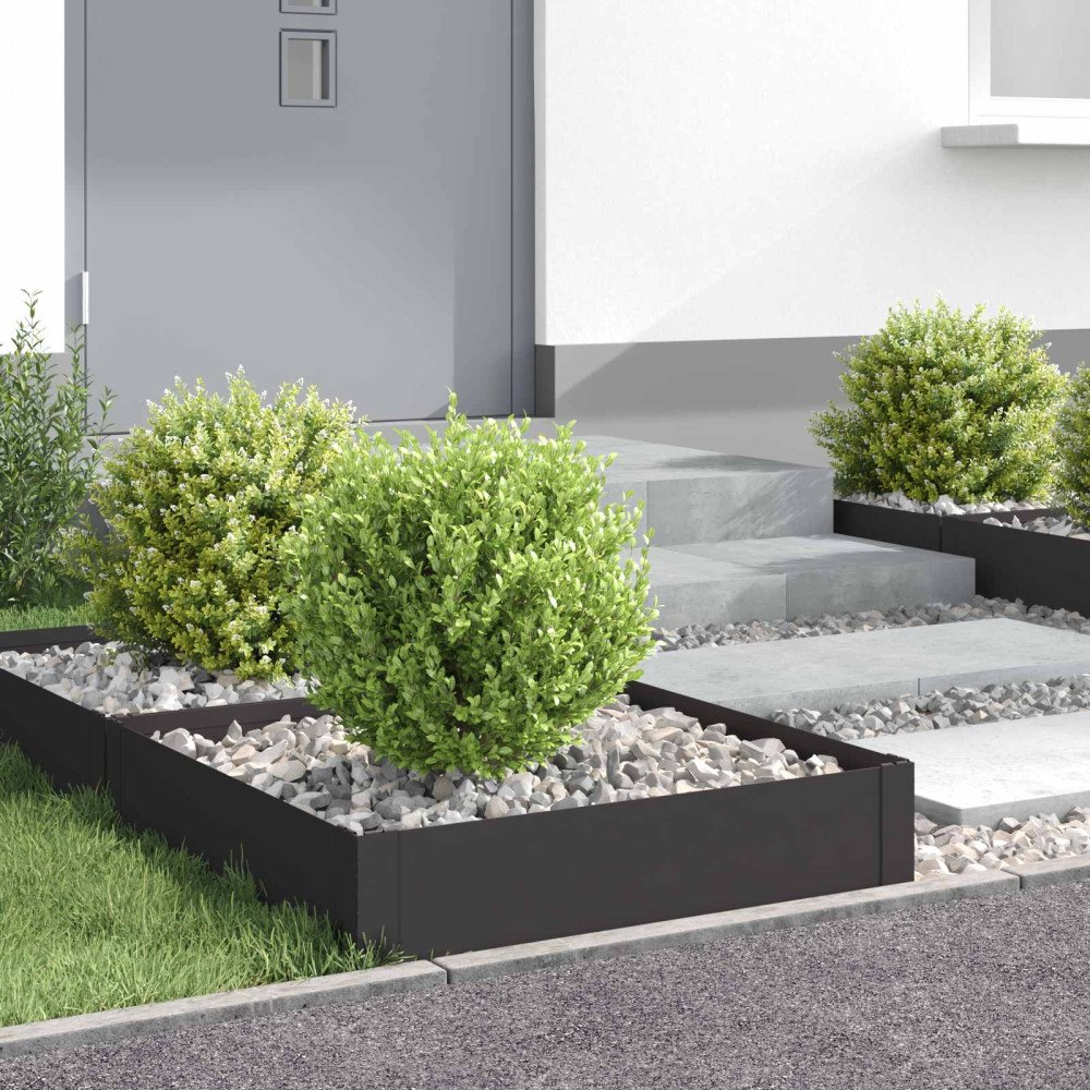 vidaXL Kant för gräsmatta 4 pcs 60 x 60 x 20 cm Stål Svart