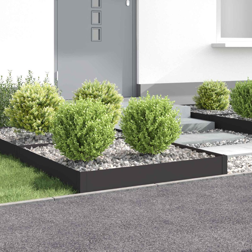 vidaXL Kant för gräsmatta 4 pcs 100 x 100 x 20 cm Stål Svart