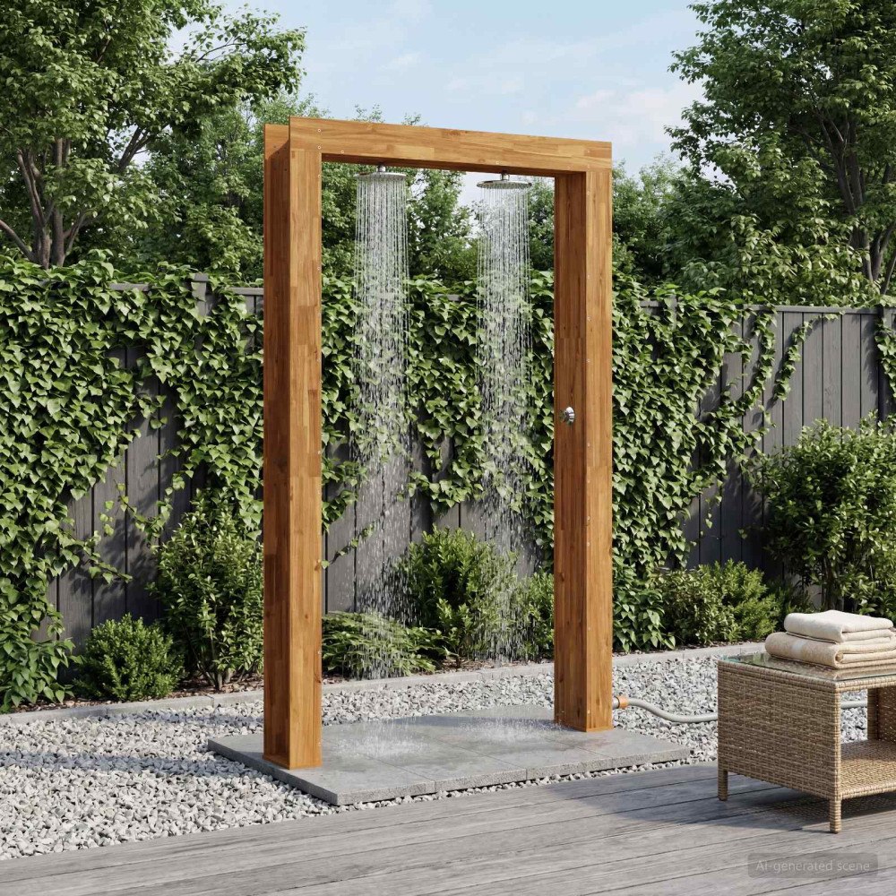 vidaXL Utomhus Dusch 226 cm Massiv akaciaträ och rostfritt stål