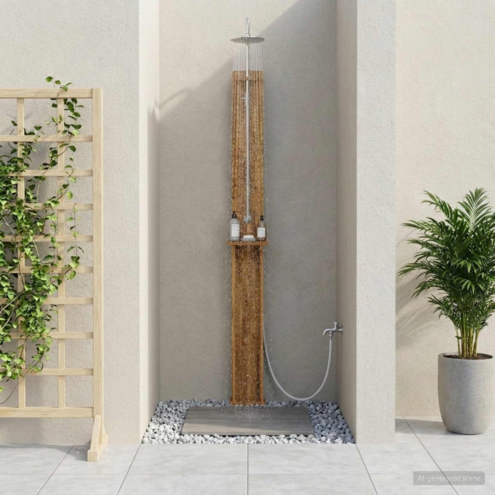 vidaXL Utomhus Dusch 257 cm Massiv akaciaträ och rostfritt stål