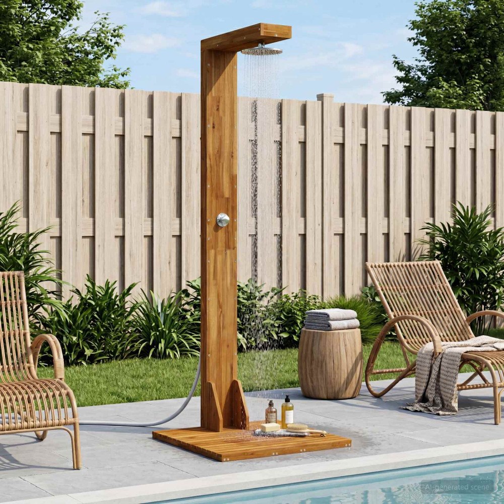 vidaXL Utomhus Dusch 210,5 cm Massiv akaciaträ och rostfritt stål