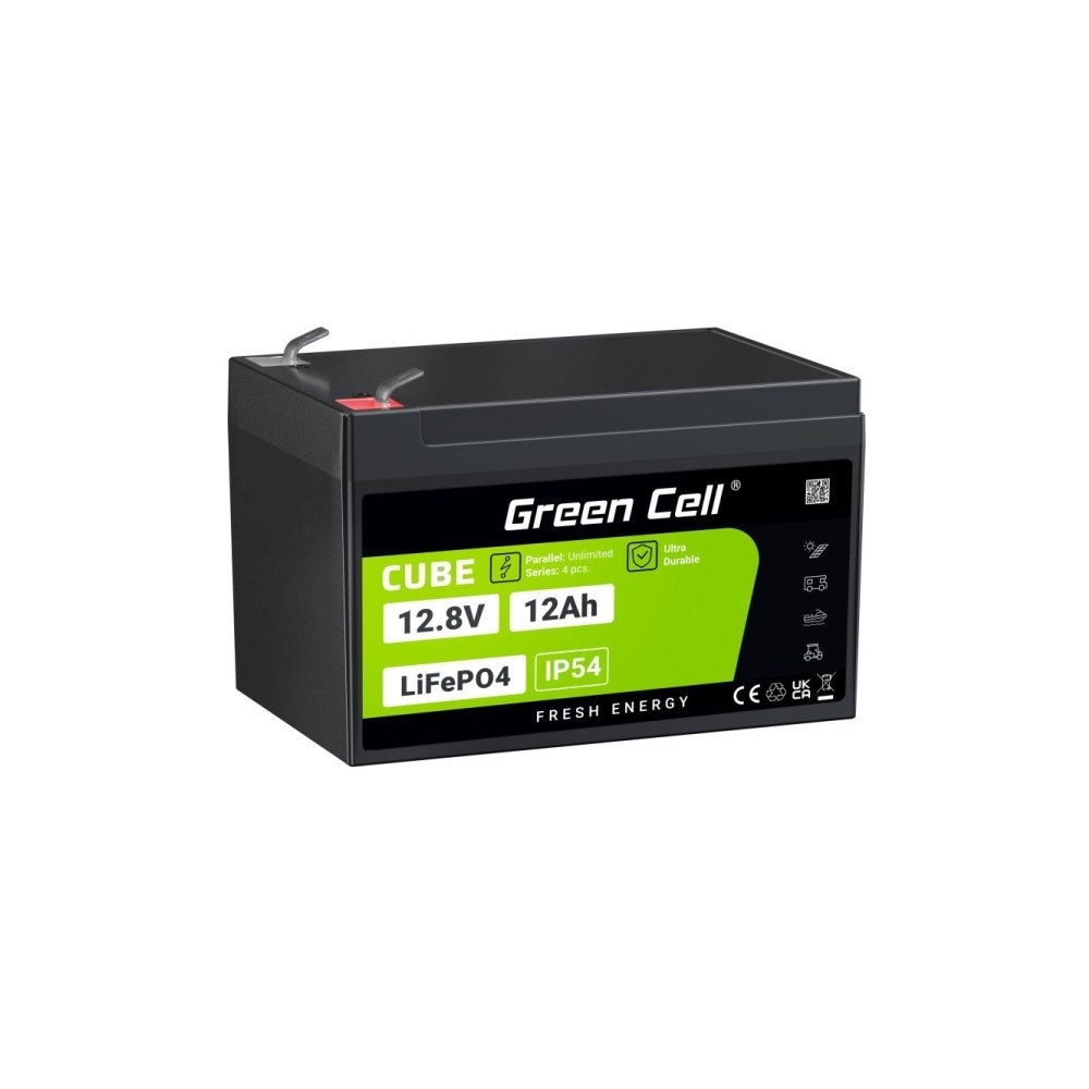 GREENCELL Green Cell LFPGC12V12AH, Litiumjärnfosfat (LiFePo4), 12,8 V,...