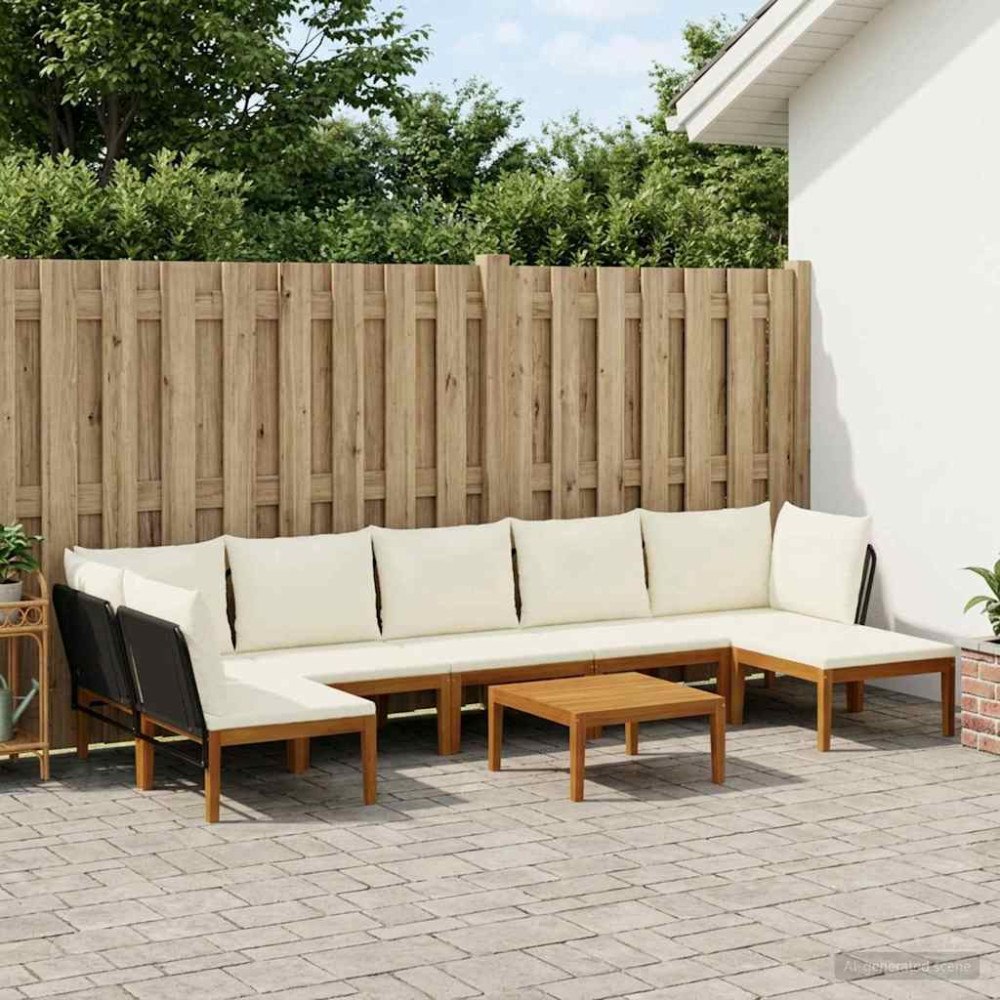 vidaXL 8 st Massivt akaciahus och rep Naturlig