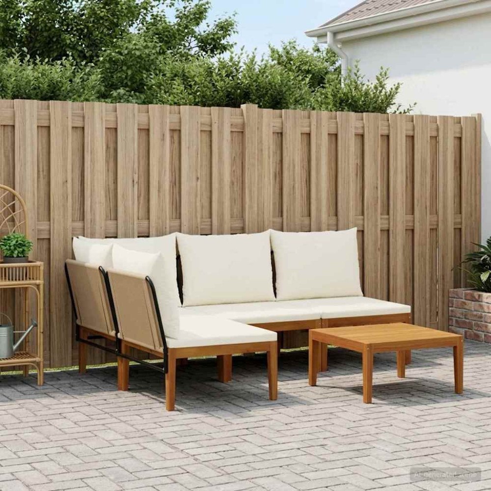vidaXL 5 pcs Massivt akaciahus och rep Naturlig