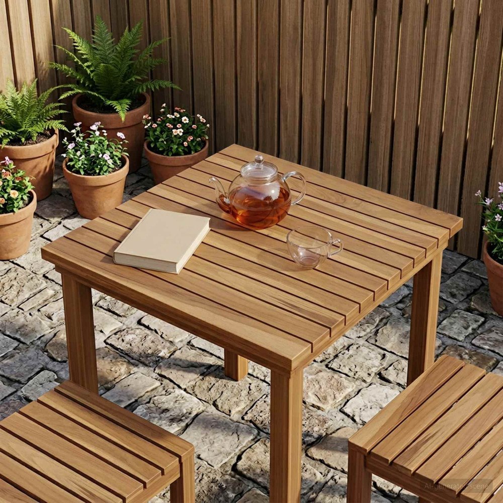 vidaXL Bordsskiva 50 x 50 x 3,5 cm Fyrkantig Massivt teakträ Naturlig