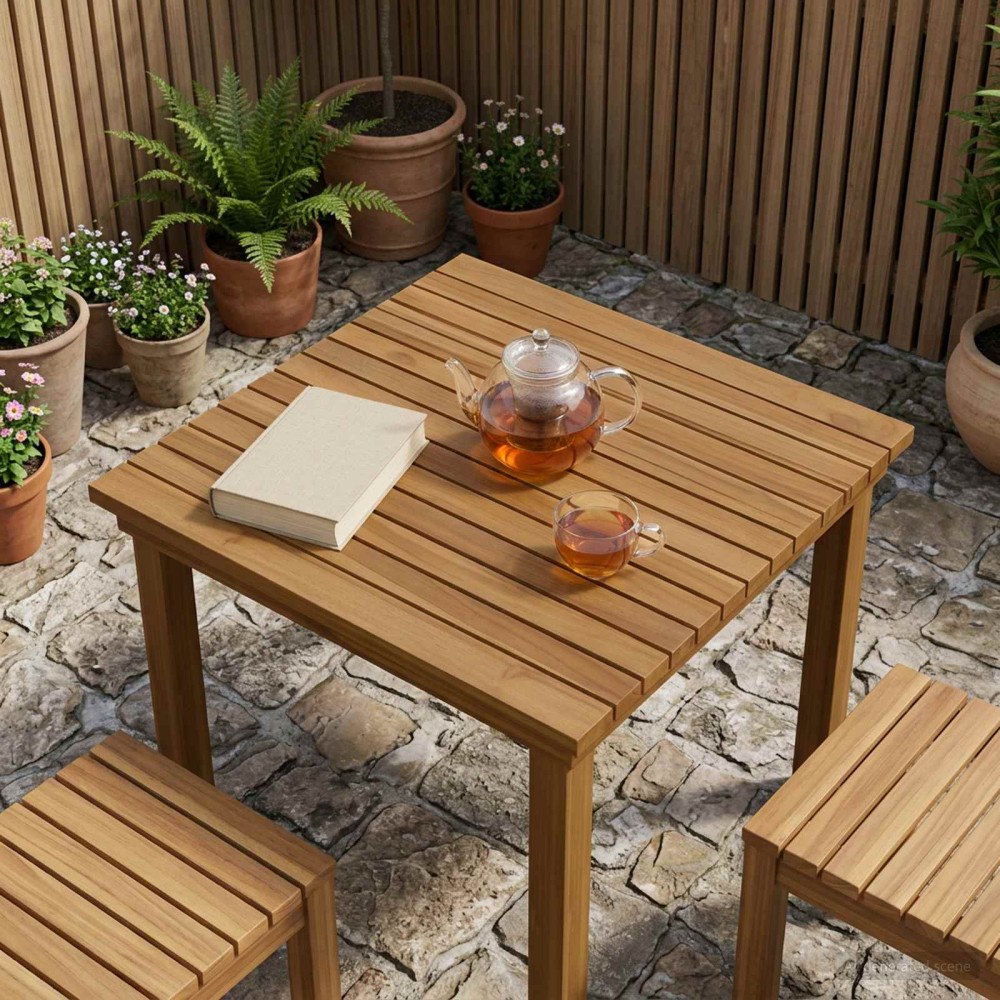 vidaXL Bordsskiva 60 x 60 x 3,5 cm Fyrkantig Massivt teakträ Naturlig