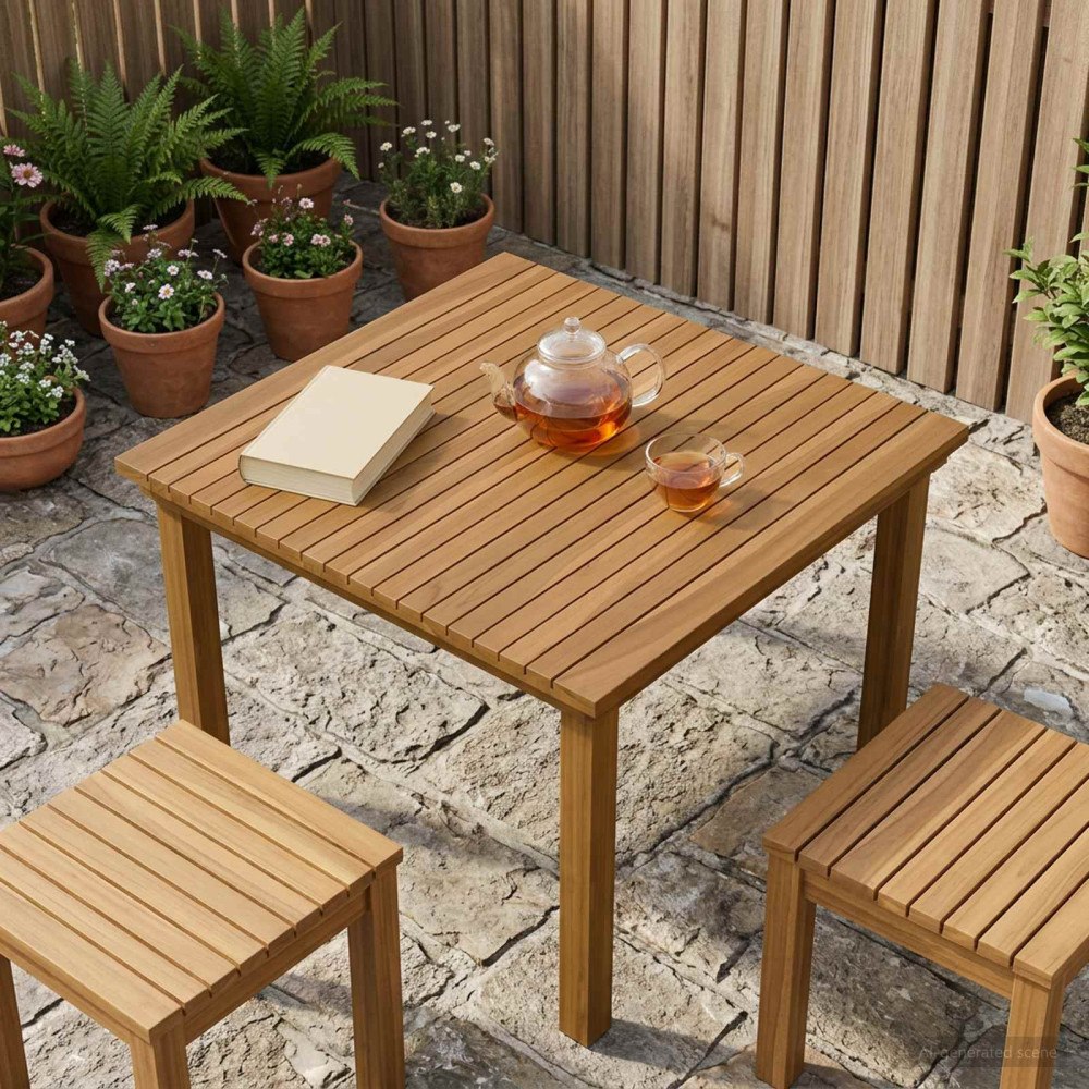 vidaXL Bordsskiva 70 x 70 x 3,5 cm Fyrkantig Massivt teakträ Naturlig