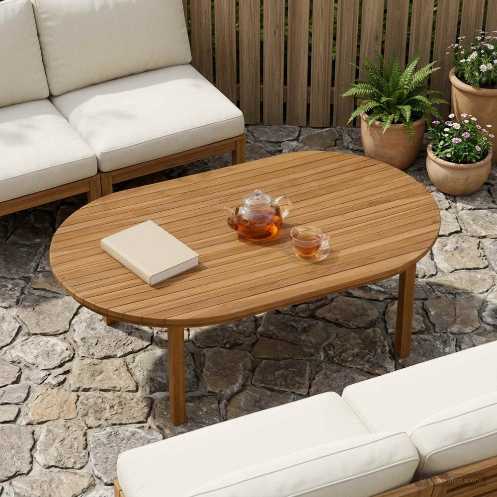 vidaXL Bordsskiva 120 x 70 x 3,5 cm Oval Massivt teakträ Naturlig
