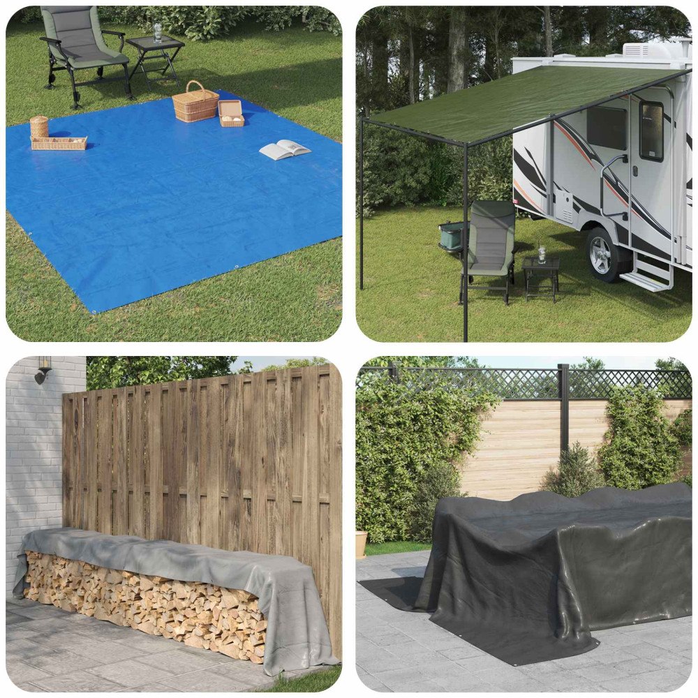 vidaXL Tarpaulin med öglor Grön 6 x 12 m 180 gsm PE