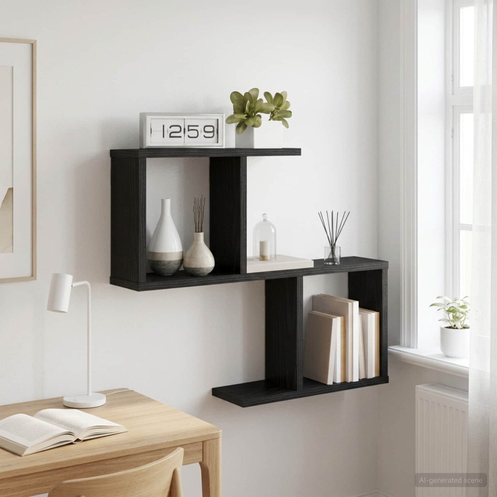 vidaXL Vägg hylla Svart ek 60 x 12 x 50,5 cm Konstruerat trä