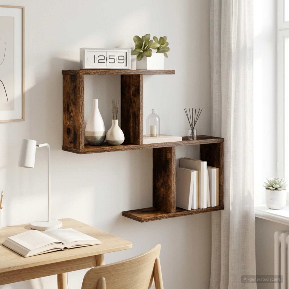 vidaXL Vägg hylla Rökt ek 60 x 12 x 50,5 cm Konstruerat trä