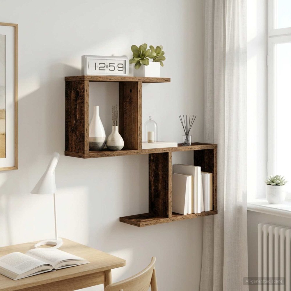 vidaXL Vägg hylla Gammalt trä 60 x 12 x 50,5 cm Konstruerat trä