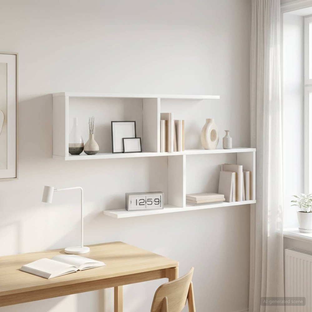 vidaXL Vägg hylla Vit 100 x 12 x 50,5 cm Konstruerat trä