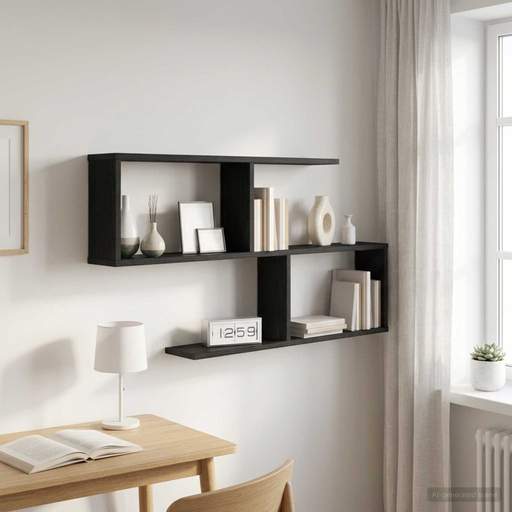 vidaXL Vägg hylla Svart ek 100 x 12 x 50,5 cm Konstruerat trä