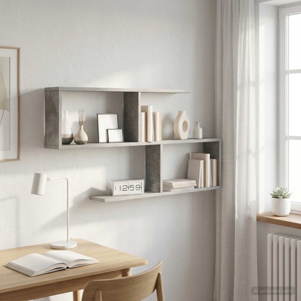 vidaXL Vägg hylla Betonggrå 100 x 12 x 50,5 cm Konstruerat trä