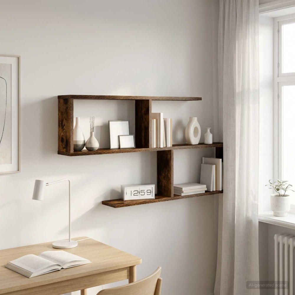 vidaXL Vägg hylla Rökt ek 100 x 12 x 50,5 cm Konstruerat trä