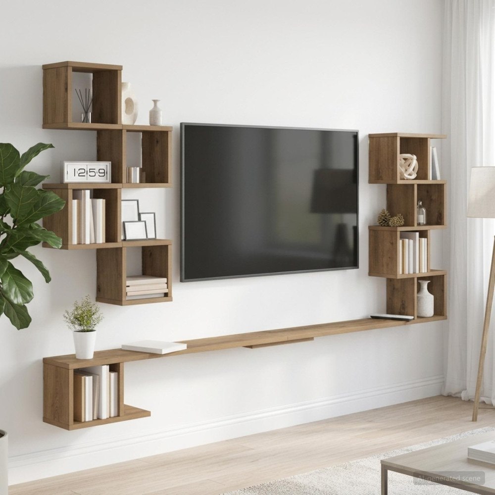 vidaXL Väggmonterad TV-hylla Artisan-ek 200 x 15 x 94 cm