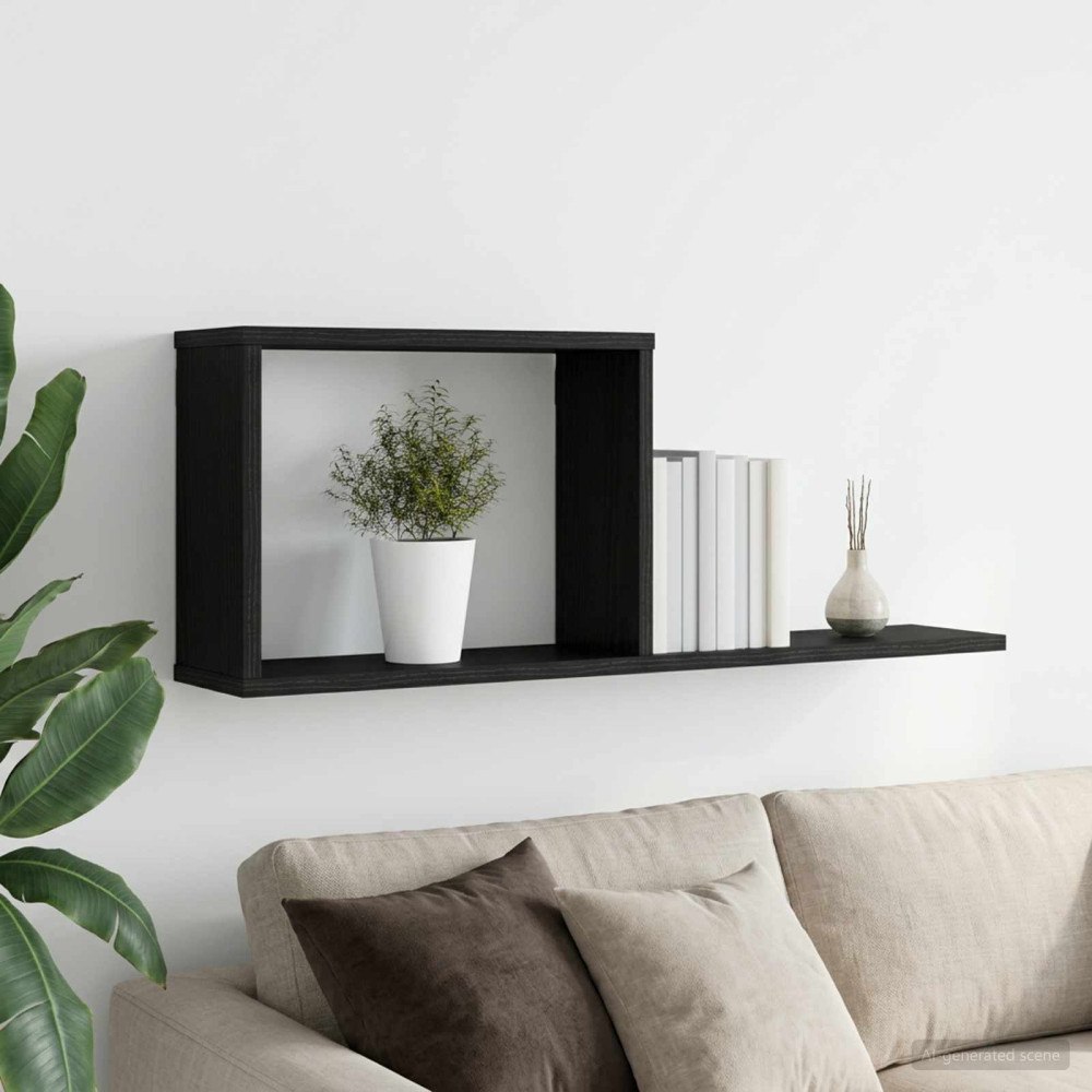 vidaXL Flytande hyllor Svart ek 80 x 15 x 30 cm Konstruerat trä