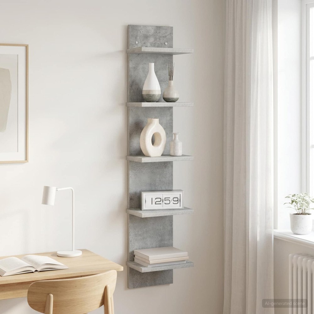 vidaXL Vägg hylla Betonggrå 22 x 15 x 100 cm Konstruerat trä