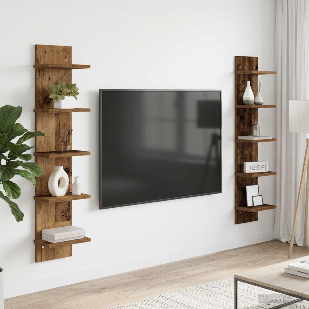 vidaXL Vägg hylla 2 st Gammalt trä 22 x 15 x 100 cm Konstruerat trä