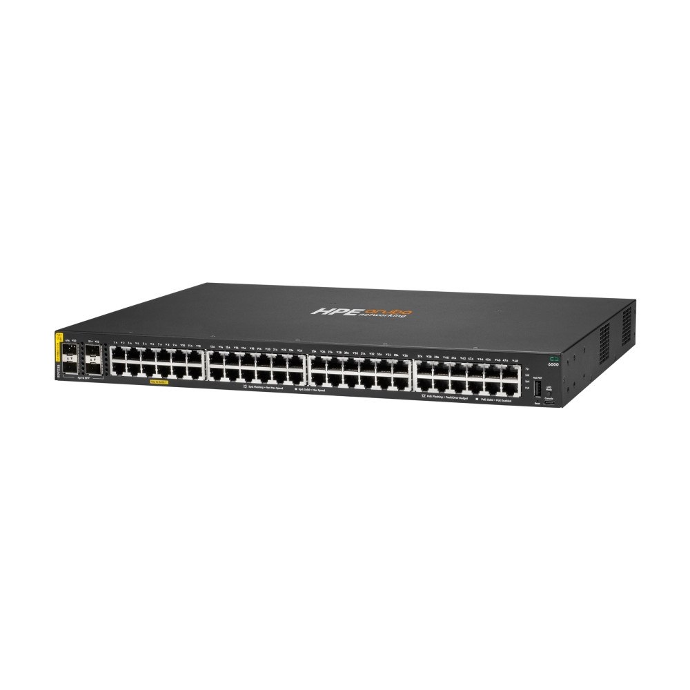 HP HPE Aruba Networking CX 6000 48p 10M/100M/1G Class4 PoE 4p S...