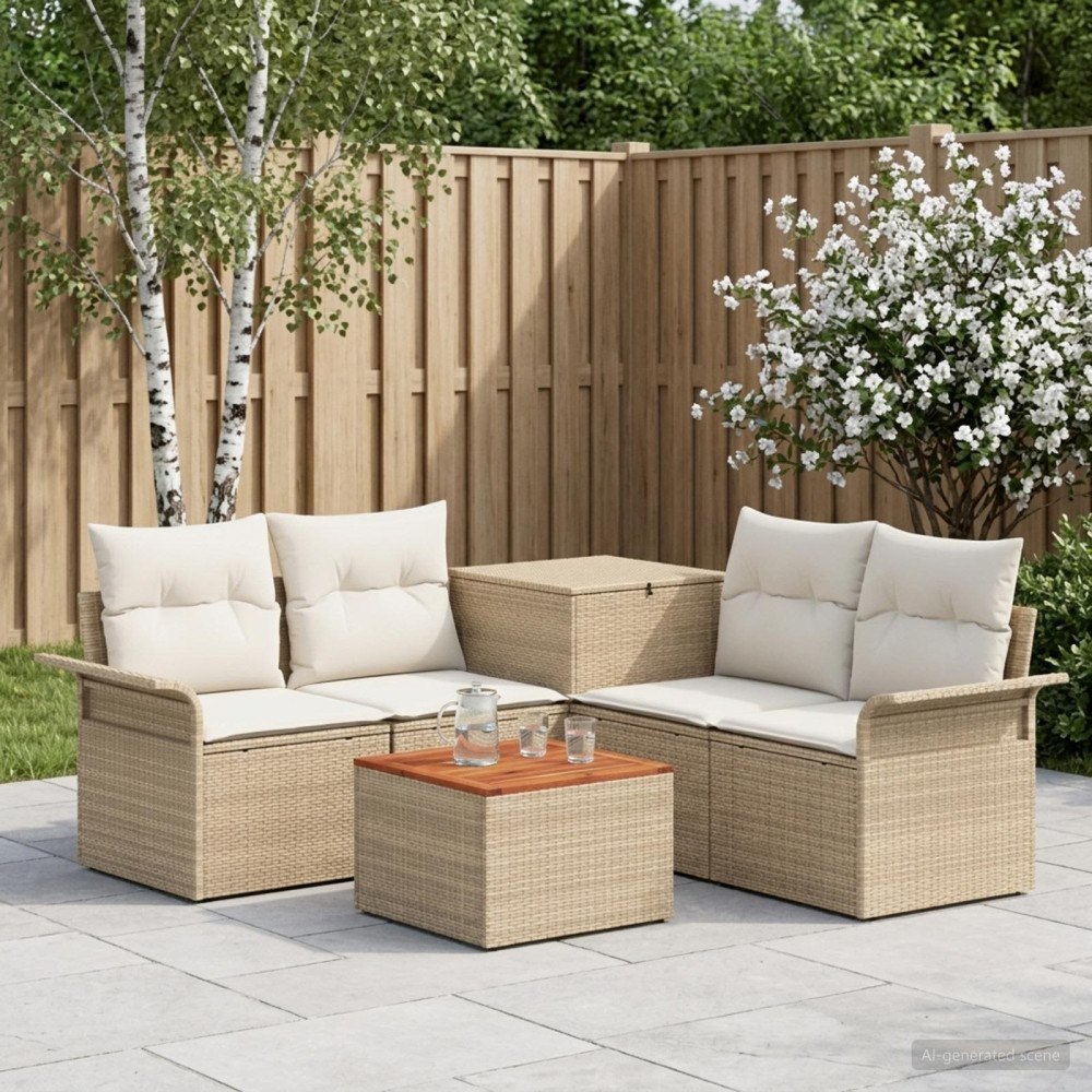 vidaXL Soffset 6 st 4-Antal sittplatser Beige och krämvit